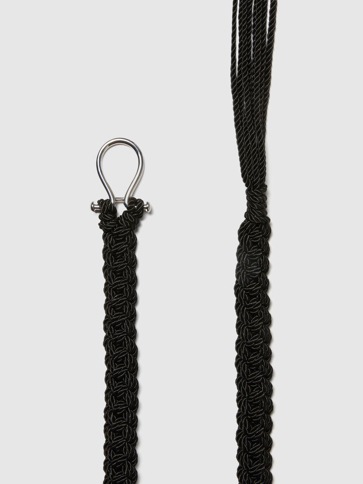 Woven belt with fringe - women's belts - Black | Sisley image number 2